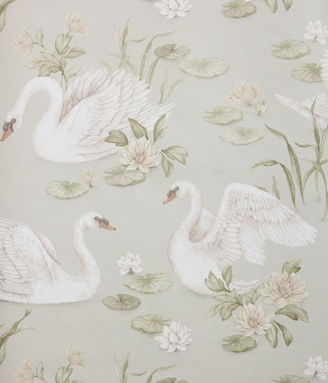 Newbie Tapet, Newbie Wallpaper, Dreamy Illustration, Swan Wallpaper, Easy Up, Chic Wallpaper, Drops Patterns, Swedish Brands, Pattern Matching