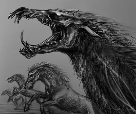 Creepy Dragon Art, Mares Of Diomedes, Scary Horse, Horse Monster, Horror Animals, Demon Horse, Creepy Animals, Ancient Dragon, Scary Animals