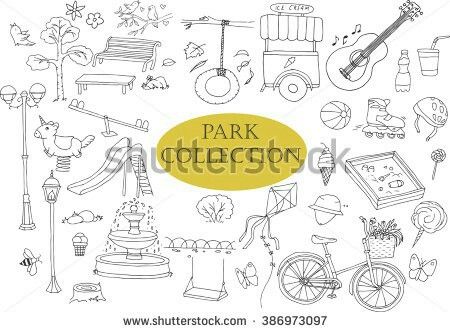 Different Trees, Tree Bench, Motion Graphics Animation, Art Classes, Interesting Art, Drawing Inspiration, Doodle Art, Cityscape, Stock Vector