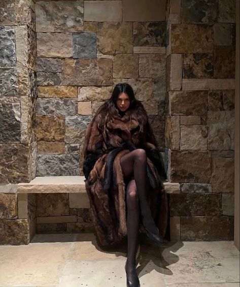 mob wife aestetic Fur Coat Aesthetic, Mafia Wives, Brown Fur Coat, Looks Kylie Jenner, Fur Coat Outfit, Wife Style, Mob Wives, Sharon Stone, Brown Fur