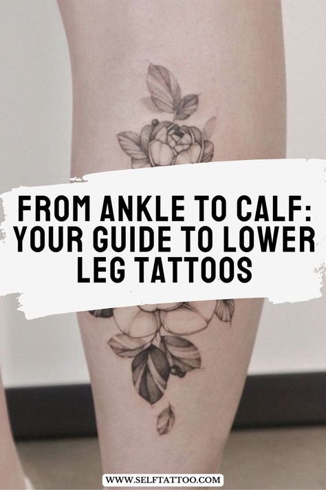 Explore the world of lower leg tattoos with our comprehensive guide from ankle to calf. Delve into the unique considerations of tattooing this area, from the pain levels to the potential for intricate designs. Whether you're drawn to ankle tattoos for their discreet charm or considering a bold calf piece, our article provides valuable insights to help you plan your ink journey. Floral Calf Tattoo, Leg Tattoo Placements, Most Painful Tattoo, Self Tattoo, Calf Tattoo Men, Lower Leg Tattoos, Design Your Own Tattoo, Simple Tattoos For Guys, Saved Tattoo