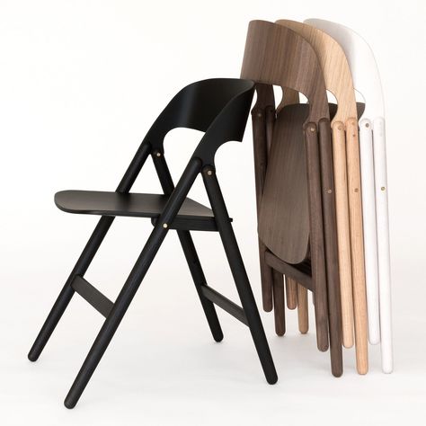 David Irwin designs wooden folding chair for Case Furniture Minimal Chair, Painted Wooden Chairs, Minimal Chairs, Wooden Folding Chairs, Folding Dining Chairs, Farmhouse Table Chairs, Foldable Furniture, Chair Design Wooden, Office Chair Without Wheels