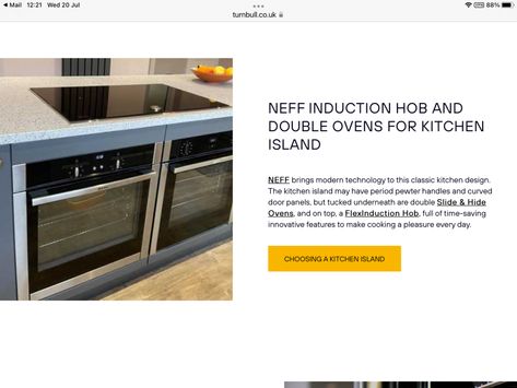 Can I have a built under double oven and induction hob? | Mumsnet Under Counter Double Oven, Under Counter Oven, Eye Level Ovens, Massive Kitchen, Peninsula Kitchen, Diy Kitchens, Under Counter Fridge, Classic Kitchen Design, Larder Unit