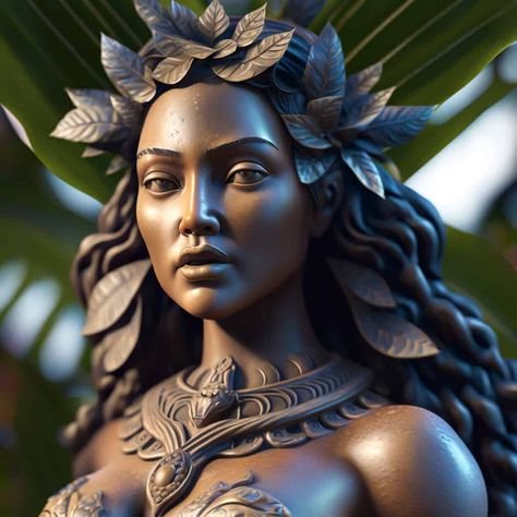 The 12 Most Important Hawaiian Gods and Goddesses - Myth Nerd Hawaiian Goddess Art, Haumea Hawaiian Goddess, Tiki Gods Hawaiian, Hawaiian Gods And Goddesses, Hawaiian Goddess Tattoo, Hawaiian Spirituality, Pele Hawaiian Goddess, Polynesian Mythology, Hawaiian Gods