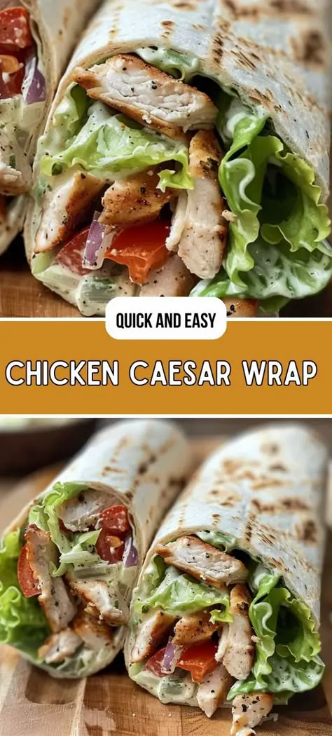 Chicken Caesar Wrap Chicken Caesar Wrap Recipe, Chicken Caesar Salad Wraps, Caesar Salad Wrap, Creamy Caesar Dressing, Wraps Recipes Easy, Grilled Chicken Wraps, Caesar Wrap, Juicy Grilled Chicken, Grilled Chicken Caesar Salad