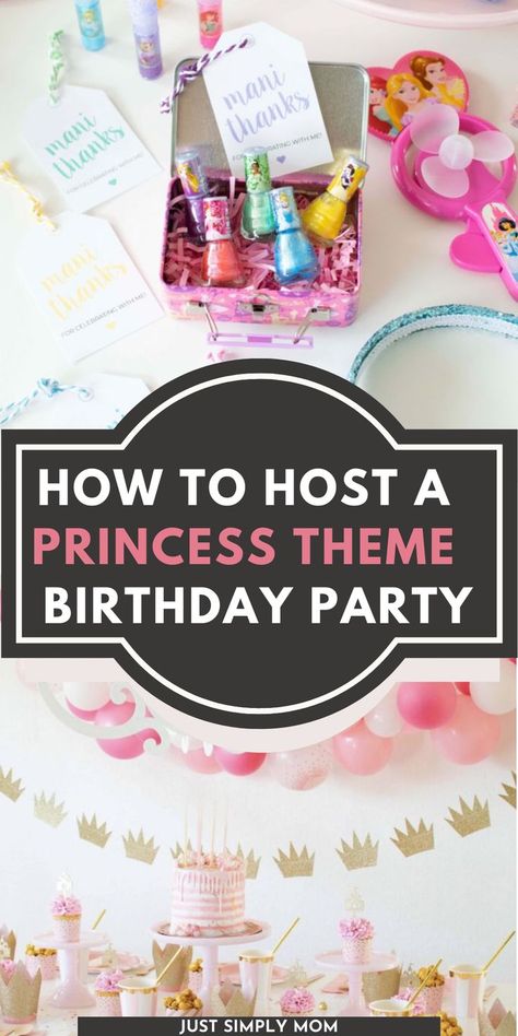 Trying to plan the perfect princess party for your little girl? Here are some ideas for activities, decorations, favors, food and more! Princess Ideas Party, 7th Birthday Party For Girls Themes Princess, Easy Princess Birthday Party, Princess Parties Ideas, Princess Theme Birthday Activities, Five Year Old Princess Birthday Party, Simple Princess Party Ideas, Princess Themed Tea Party, Cheap Princess Party Ideas