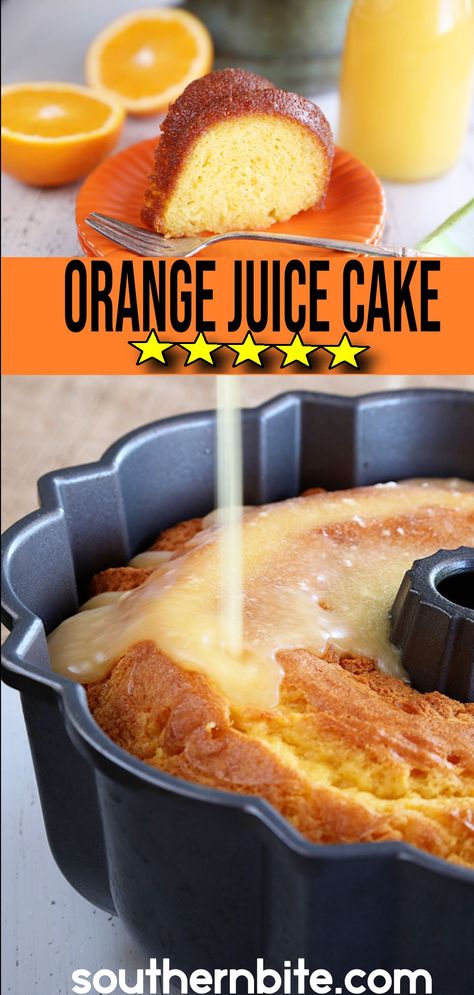 Easy Orange Juice Cake, Orange Juice Cake Recipe, Orange Recipes Dessert, Orange Juice Cake, Bundt Pan Recipes, Bundt Cake Recipes, Orange Cake Recipe, Savory Cakes, Simple Cake