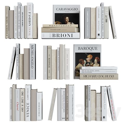 Book decor set 1 - Books - 3D Models - 3DSKY Shelving Unit Decor, Photoshop Book, Loft Style Interior, Kinfolk Home, Photoshop Rendering, Bookcase Styling, Interior Design Sketches, Architecture Books, Book Display