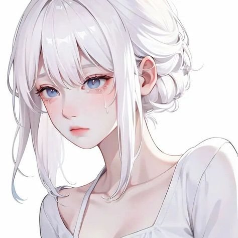 Anime White Hair Boy, Girl With White Hair, Anime Hair, Digital Art Anime, Sketch Drawing, Art Icon, Digital Art Girl, Anime Couples Drawings, How To Draw Hair