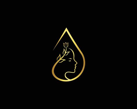 Beauty Women Skin Care Natural Face Logo Design With Water Drop Minimalist Line Icon Vector Illustration. Water Drop Logo Design, Face Logo Design, Beauty Branding Design, Skin Care Logo, Women Skin Care, Water Drop Logo, Skin Care Natural, Beauty Branding, Makeup Logo