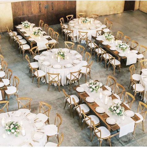 Farmhouse And Round Tables Wedding, Round And Farm Tables Wedding, Farm Table And Round Table Wedding, Round And Rectangular Tables At Wedding, Circle And Long Tables Wedding, Long Table Reception Layout, Wedding Tables Round And Rectangle, Round And Long Table Layout, Mix Of Long And Round Tables Wedding