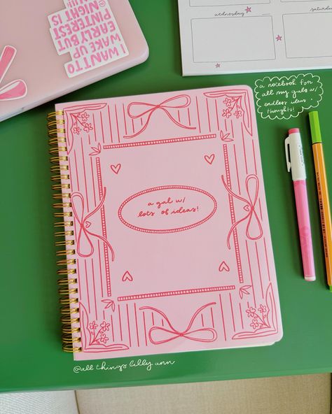 I’m so happy to be typing this!!! I finally created my DREAM notebook!!! Soft cover, the perfect size to fit in your tote bag, rounded corners, creamy paper, custom inside pages, antique gold spiral and just cuteness overload!!! A notebook for all my gals with endless ideas🌟💘💫 Launching this Friday, April 26th @ 10 am est alongggg with another notebook design that I’ll be posting this week!!! Design For Notebook Pages, Dream Notebook, Middle School Life, School Suplies, Note Pad Design, Notebook Cover Design, Spiral Planners, Vintage Notebook, Spiral Notebook Covers