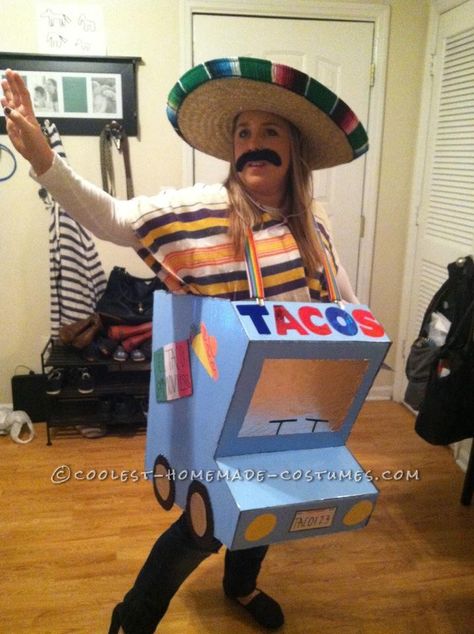 Mexican Fancy Dress, Mexican Halloween Costume, Truck Costume, Cardboard Cars, Fiesta Costume, Theme Costumes, Taco Costume, Mexican Halloween, Homemade Mexican