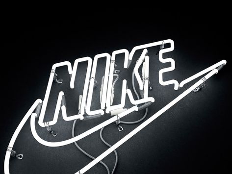 Nike / Logo Neon on Behance Icona Ios, Nike Signs, Neon Black, Neon Wall Art, Black And White Photo Wall, Neon Words, Nike Neon, Black And White Picture Wall, Neon Logo