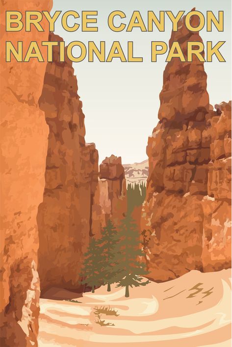 Poster Vintage Bryce Canyon Vintage Outdoor Poster, Colorado Vintage Poster, Vintage Utah Poster, Grand Canyon Poster, Bryce Canyon National Park Hikes, Old National Park Posters, Travel Canvas, Vintage Poster Design, Poster Vintage