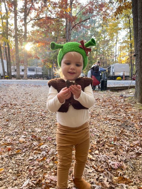 Toddler Shrek Costume, Baby Shrek Costume, Family Shrek Halloween Costumes, Shrek Family Costume Halloween, Shrek Family Costume, Ogre Costume, Shrek Family, Shrek Costume Diy, Shrek Halloween