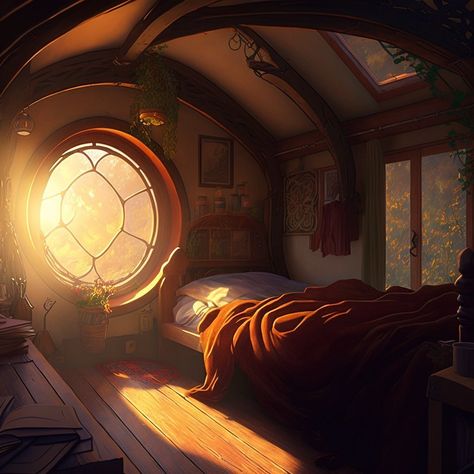 Fantasy House Interior Concept Art, Fantasy Home Interior Concept Art, Fantasy Rooms Art, Midevil Room Aesthetic, Fantasy Dorm Room Concept Art, Dnd Bedroom, Medieval Bedroom Aesthetic, Shack Aesthetic, Cottage Concept Art