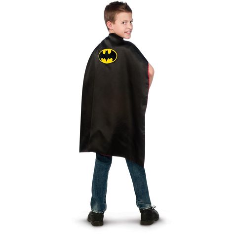 Batman to Superman Reversible Cape Child Cape Men, Superman Cape, Comic Dress, Batman Cape, Black Halloween Costumes, Batman Costumes, Dc Comic Costumes, Cape Costume, Batman Kids