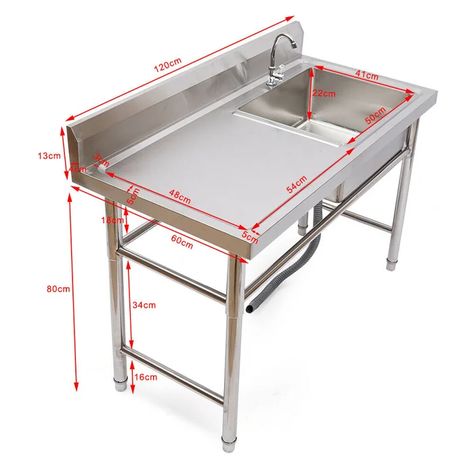 JOYDING 47.24" Stainless Steel Free Standing Outdoor Sink & Reviews | Wayfair Square Kitchen Sink, Commercial Kitchen Sink, Restaurant Sink, Stainless Steel Utility Sink, Commercial Sink, Prep Table, Square Kitchen, Outdoor Sinks, Freestanding Kitchen