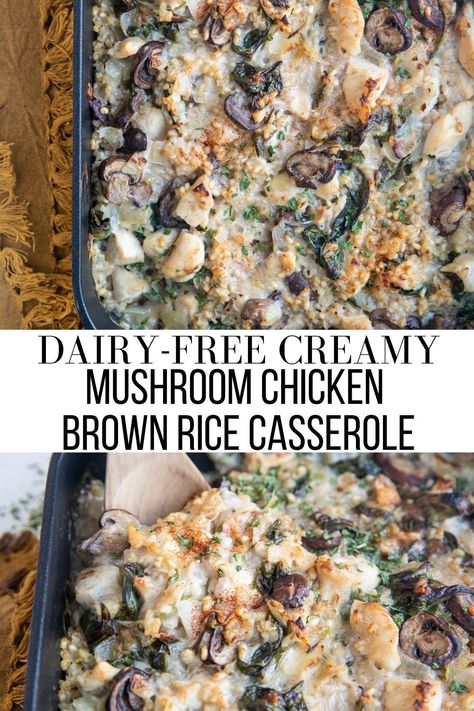 Chicken Rice Mushroom Casserole, Chicken Brown Rice Casserole, Cream Of Mushroom Casserole, Brown Rice Casserole Recipes, Mushroom Rice Casserole, Chicken Mushroom Rice, Mushroom And Chicken, Chicken Mushroom Casserole, Chicken Wild Rice Casserole