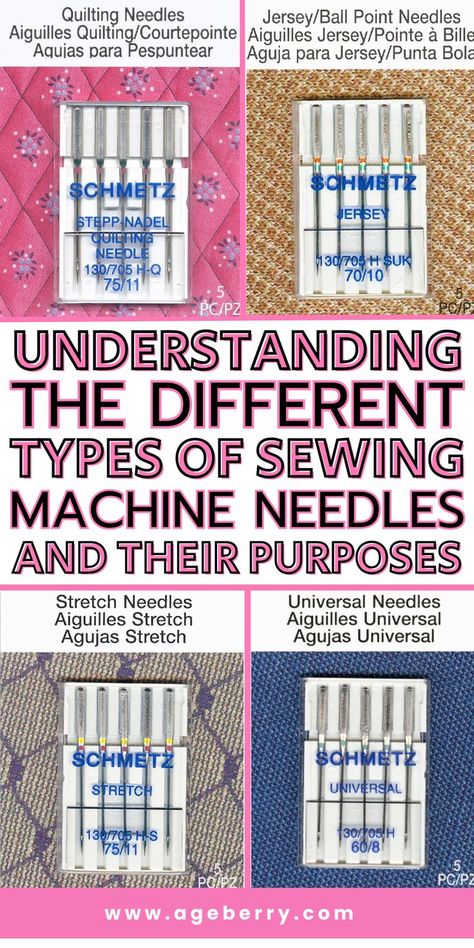 Learn the ins and outs of the various types of sewing machine needles and their specific purposes with this comprehensive sewing guide . From ballpoint needles for knit fabrics to quilting needles for multiple layers, understanding the right needle for the job is crucial for achieving professional results in your sewing projects. Dive deep into the world of sewing machine needles and elevate your stitching game. Couture, Fabric Guide For Sewing, Sewing Needles Guide, Beginner Sewing Machine Projects, Sewing Machine Needle Guide, Quilting Needles, Free Halloween Crochet, Sewing Machine For Beginners, Sewing Needle Sizes