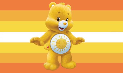 Care Bear Sunshine, Orange Care Bear, Care Bears New Version, Care Bears Funshine Bear, Yellow Care Bear, Funshine Bear, Kids Background, Care Bear, Care Bears