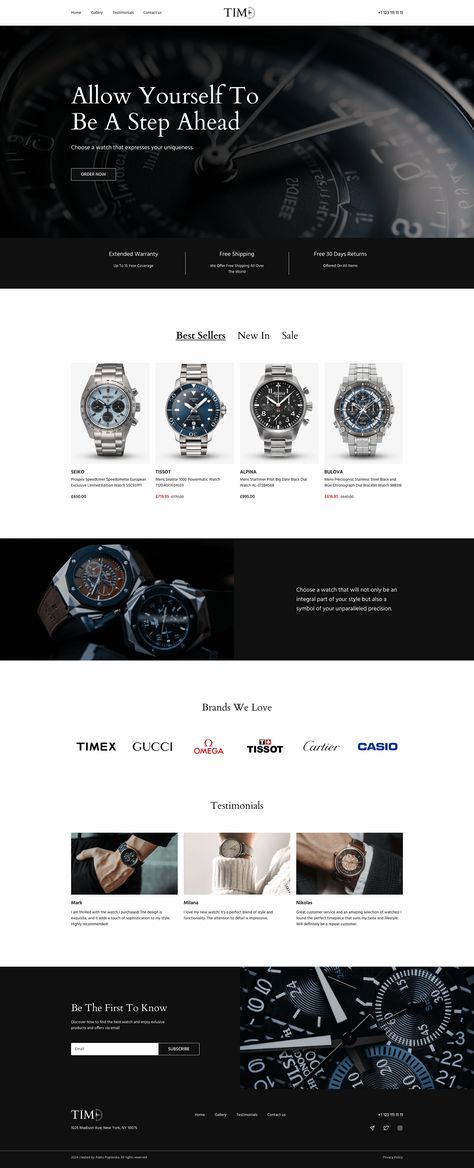 Watch store Landing page Watches Website Design, Watch Website Design, Watch Graphic Design, Ui Design Tutorial, Website Design Inspiration Layout, Watches Logo, Swipe File, Watch Ad, Webpage Design