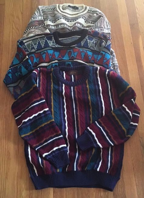 VTG Bill Cosby Sweater Lot 3 Tundra? Coogi-Like Texture Bright Biggie Smalls L. 90s Outfit MenMens Sweater OutfitsAesthetic SweatersThrift ... Bill Cosby Sweater, Cosby Sweater, Pull Oversize, Bill Cosby, Biggie Smalls, Thrifted Outfits, Neue Outfits, On The Floor, Outfit Casual