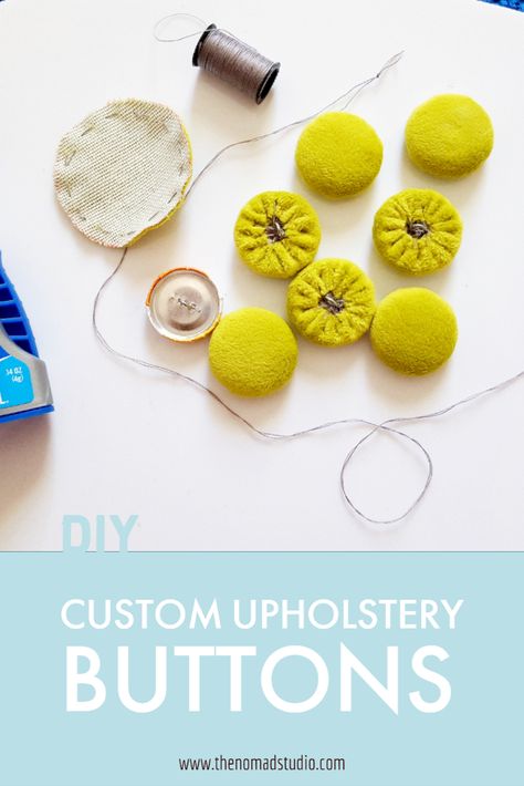 Upholstery Buttons Diy, Upholstered Buttons Diy, Diy Button Headboard, Cover Buttons With Fabric Diy, Fabric Covered Buttons Diy, Covered Buttons Diy, Caravan Upholstery, Reupholstered Chairs, Upholstered Chairs Diy