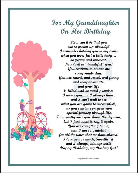 Birthday Poem For Granddaughter, Quotes For Granddaughters Birthday, Birthday Wishes For My Granddaughter, Poems For Granddaughters, Granddaughter Birthday Cards, Granddaughter Birthday Wishes Beautiful, Happy Birthday Granddaughter Love You, Grandaughters Birthday Wishes, Happy 13th Birthday Granddaughter