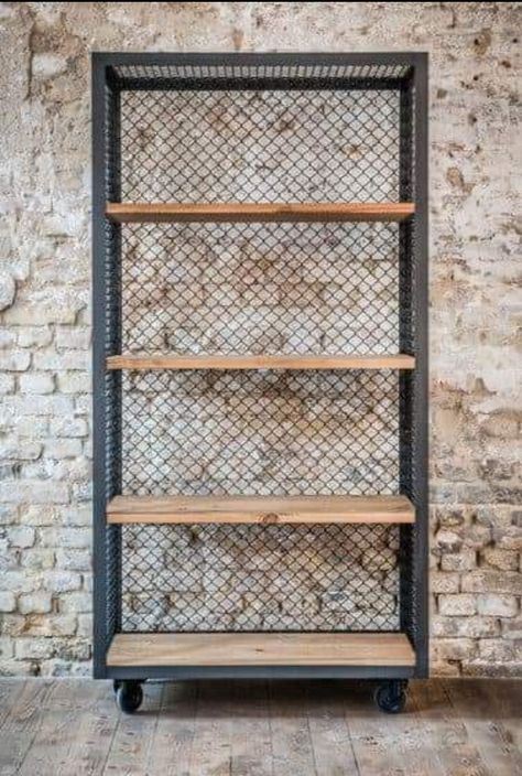 Shelf With Wheels, Vintage Furniture Ideas, Industrial Furniture Design, Regal Industrial, Industrial Shelf, Welded Furniture, Led Decoration, Industrial Design Furniture, Metal Furniture Design