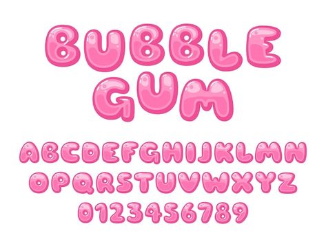 Bubble gum font pink sweet candy latin a... | Premium Vector #Freepik #vector #lettering-alphabet #candy-cartoon #candy #letters-logo Bubble Writing Font, Kids Letters, Candy Letters, Bubble Letter Fonts, Font Bubble, Letter Vector, Graffiti Alphabet, Graffiti Font, Letters For Kids