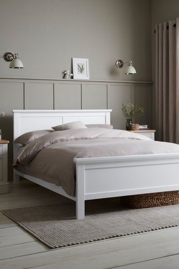 White Headboard Bedroom, White Wooden Bed, Simple Bed Designs, Double Bed Designs, White Bed Frame, Wooden Bed Design, White Headboard, White Bed, Simple Bed