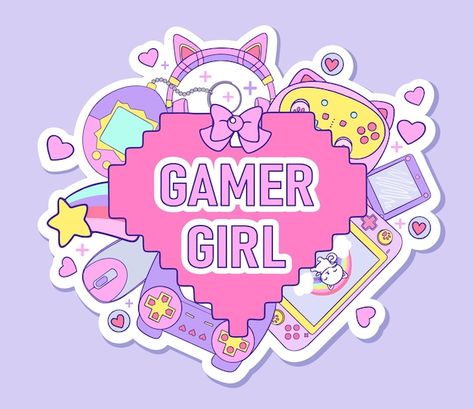 Xbox Gamer Pics Aesthetic, Gamer Drawings, Gamer Illustrations, Gamer Girl Wallpaper, Cute Kpop Stickers, Gamer Icon, Gamer Girl Aesthetic, Gaming Illustration, Gaming Stickers