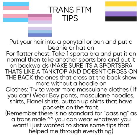 How To Spice Up Clothes, Trans Period Tips, How To Pass As A Guy, Masc Tips Ftm, How To Be Trans Masc, Transmasc Meaning, Transmasc Passing Tips, Transmasc Advice, Trans Masc Passing Tips