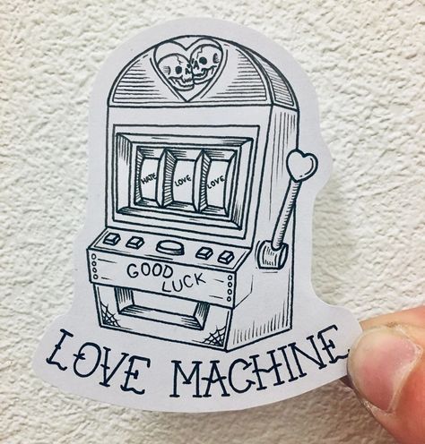 Is anyone looking for love? Keep playing❤️❤️ . . . . #slotmachine #slotmachinetattoo #trad #traditional #flash #flashday #flashtattoo… Slot Machine Drawing, Slot Machine Tattoo, Machine Drawing, Vegas Tattoo, Cherry Tattoos, Elements Tattoo, Machine Tattoo, Tattoo Zeichnungen, Traditional Flash