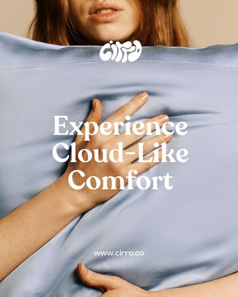 Experience Cloud-like comfort with Cirro☁️💤 The typeface was designed to give off a soft pillow kind of feel and the overall brand aesthetic is cozy. I had so much fun working on this 💭 brief by @modernbrief #modernbriefcirro Pillow Branding, Pillow Case Design Ideas, Cozy Graphic Design, Bedding Ads, Sleep Branding, Pillow Ads, Cozy Branding, Donut Pillow, Instagram Cover