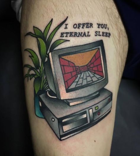 Computer Tattoo, Girl Neck Tattoos, Happy Tuesday Quotes, School Computers, Anchor Tattoo, Classic Tattoo, Foot Tattoo, American Traditional, Lash Lift