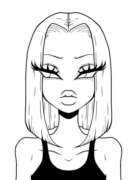 Baddie Face Drawing, Virtual Drawing Ideas, Easy Drawings Sketches Simple Art, Printable Colouring In Sheets, Color Sheets Printable, Baddie Coloring Pages Easy, Baddie Coloring Pages Printable, Cute Coloring Pages For Teens, Sketch Of A Person