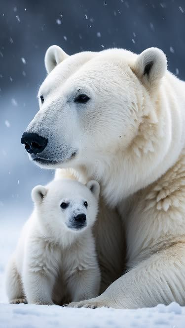 Polar Bear With Cubs, Polar Bear Photo, Polar Bear Photography, Photo Ours, Polar Bear Art, Wild Animals Photography, Baby Polar Bears, Polar Animals, Bear Sculptures