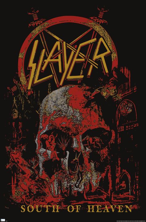 PRICES MAY VARY. This Trends Slayer - South Of Heaven Wall Poster uses high-resolution artwork and is printed on PhotoArt Gloss Poster Paper which enhances colors with a high-quality look and feel High-quality art print is ready-to-frame or can be hung on the wall using poster mounts, clips, pushpins, or thumb tacks Officially Licensed wall poster Easily decorate any space to create the perfect decor for a party, bedroom, bathroom, kids room, living room, office, dorm, and more Perfect size for Band Posters, South Of Heaven, Party Bedroom, Metal Room, Rock Band Posters, Wall Poster Prints, Barn Wood Frames, Rock Posters, Trends International