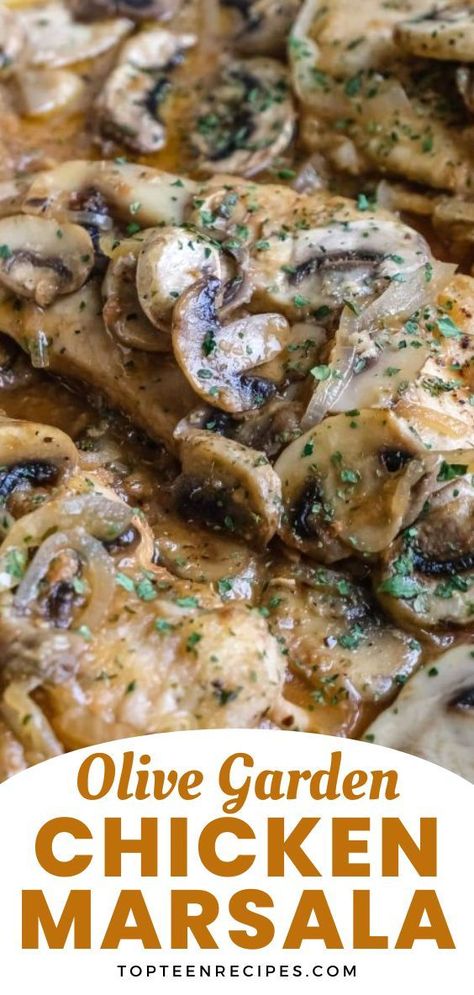 Olive Garden Chicken Marsala Recipe, Chicken Marsala Recipe, Olive Garden Chicken, Marsala Recipe, Olive Garden Recipes, Marsala Chicken Recipes, Marsala Wine, Copykat Recipes, Chicken Marsala