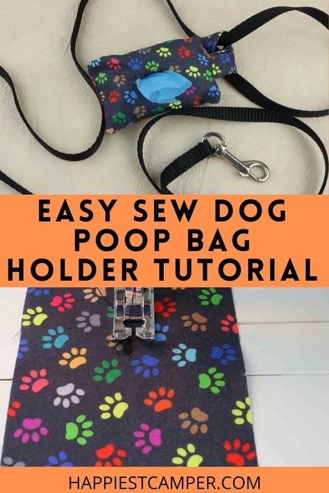 Puppy Sewing Projects, Dog Bag Sewing Pattern, Easy Dog Sewing Projects, Things To Sew For Your Dog, Dog Collar Holder, Sewing For Dogs Simple, Dog Accessories To Sew, Diy Sewing Dog Projects, Dog Leash Sewing Pattern