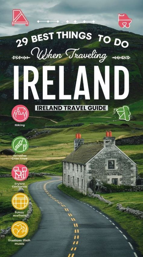 Check out this article if you want the ultimate Ireland Travel Guide.   Discover the top 29 things to do in Ireland, shopping tips, and what to pack for Ireland in the fall.   Save this pin for later to make your Ireland trip unforgettable. Fall In Ireland, What To Do In Ireland, Pack For Ireland, Things To Do When Traveling, 30 Bucket List, Magical Ireland, Ireland Packing List, Things To Do In Ireland, Ireland Road Trip