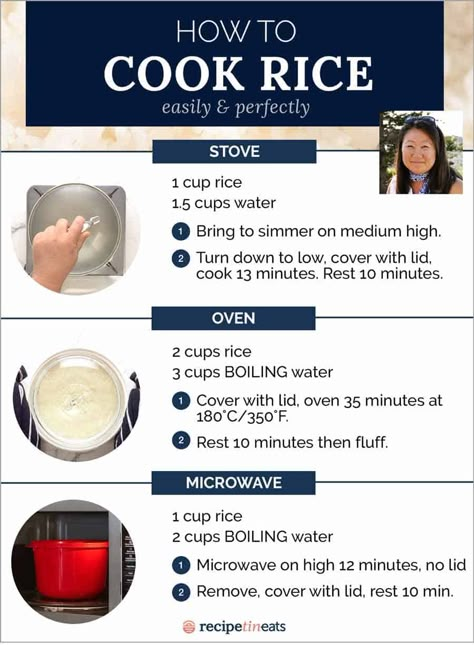 Oven Baked Rice, Rice In The Oven, Rice In The Microwave, Rice On The Stove, How To Boil Rice, Cook Rice, Easy Chicken Breast, Baked Rice, Instant Rice