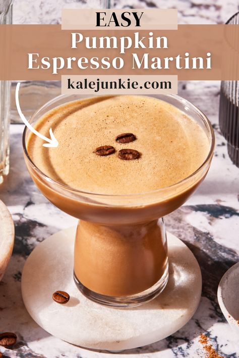 Make this Easy Pumpkin Espresso Martini for your next fall brunch or Halloween party! It’s truly the perfect combination of sweet, spicy, and creamy with a tinge of festive flavor that everyone will love. It requires just a few simple ingredients and it’s so easy, so try out this tasty martini today! Festive Espresso Martini, Espresso Martini Pitcher Recipe, Pumpkin Spiced Espresso Martini, Pumpkin Cream Espresso Martini, Pumpkin Pie Espresso Martini, Espresso Pumpkin Martini, Pumpkin Expresso Martini Recipe, Fall Expresso Martini, Pumpkin Espresso Martini Recipe