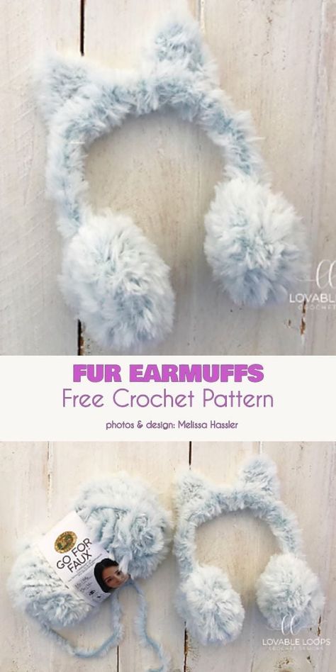 Faux Fur Crochet Ideas and Free Patterns - Your Crochet Crazy Crochet, Fur Earmuffs, Fluffy Yarn, Crochet Geek, Mode Crochet, Crochet Hair Accessories, Crochet Ear Warmer, Easy Crochet Projects, Ear Muffs