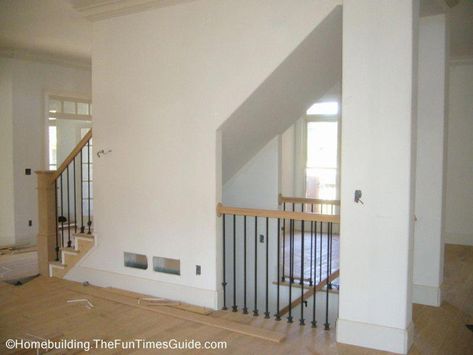 Open Stairs To Basement, Open Basement Stairs, Basement Staircase, Open Basement, Stairs In Kitchen, Staircase Designs, Open Stairs, Stairs In Living Room, Staircase Remodel