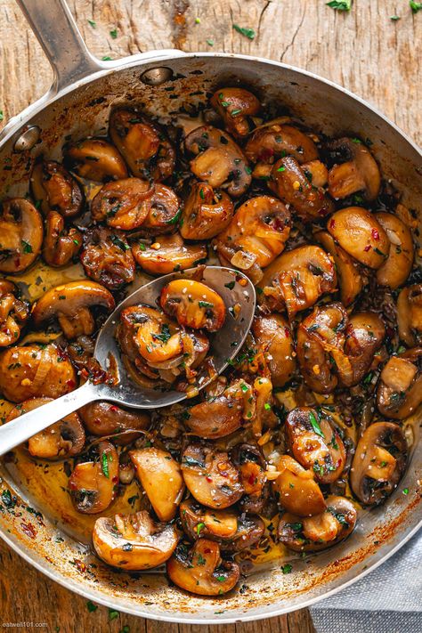 Butter Mushrooms, Garlic Butter Mushrooms, Canned Tuna, Clam Recipes, Garlic Mushrooms, Healthy Eating Tips, Veggie Dishes, Mushroom Recipes, Garlic Butter