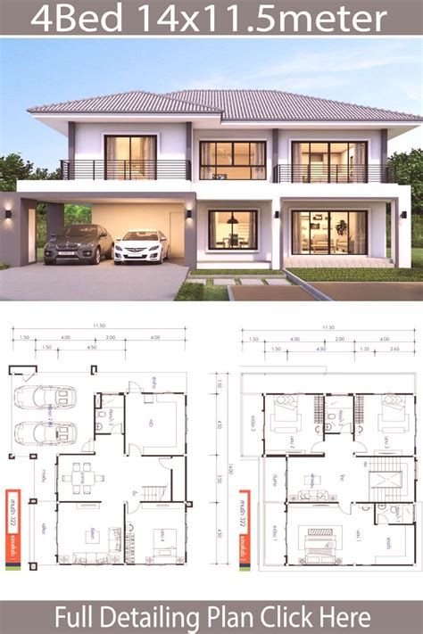 Zen House Design, Modern Zen House, Double Storey House Plans, Two Story House Design, Double Storey House, 2 Storey House Design, Affordable House Plans, House Plans Mansion, Two Story House